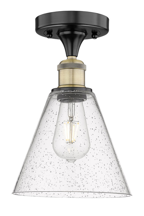 Innovations 616-1F-BAB-GBC-84 One Light Semi-Flush Mount, Black Antique Brass