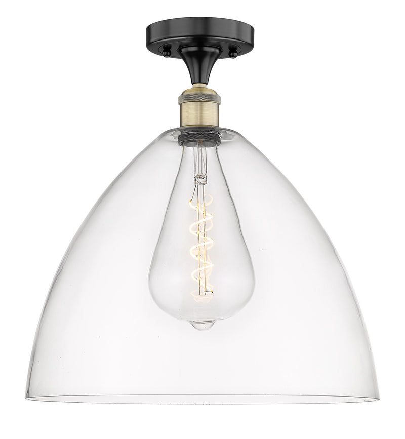 Innovations 616-1F-BAB-GBD-162 One Light Semi-Flush Mount, Black Antique Brass