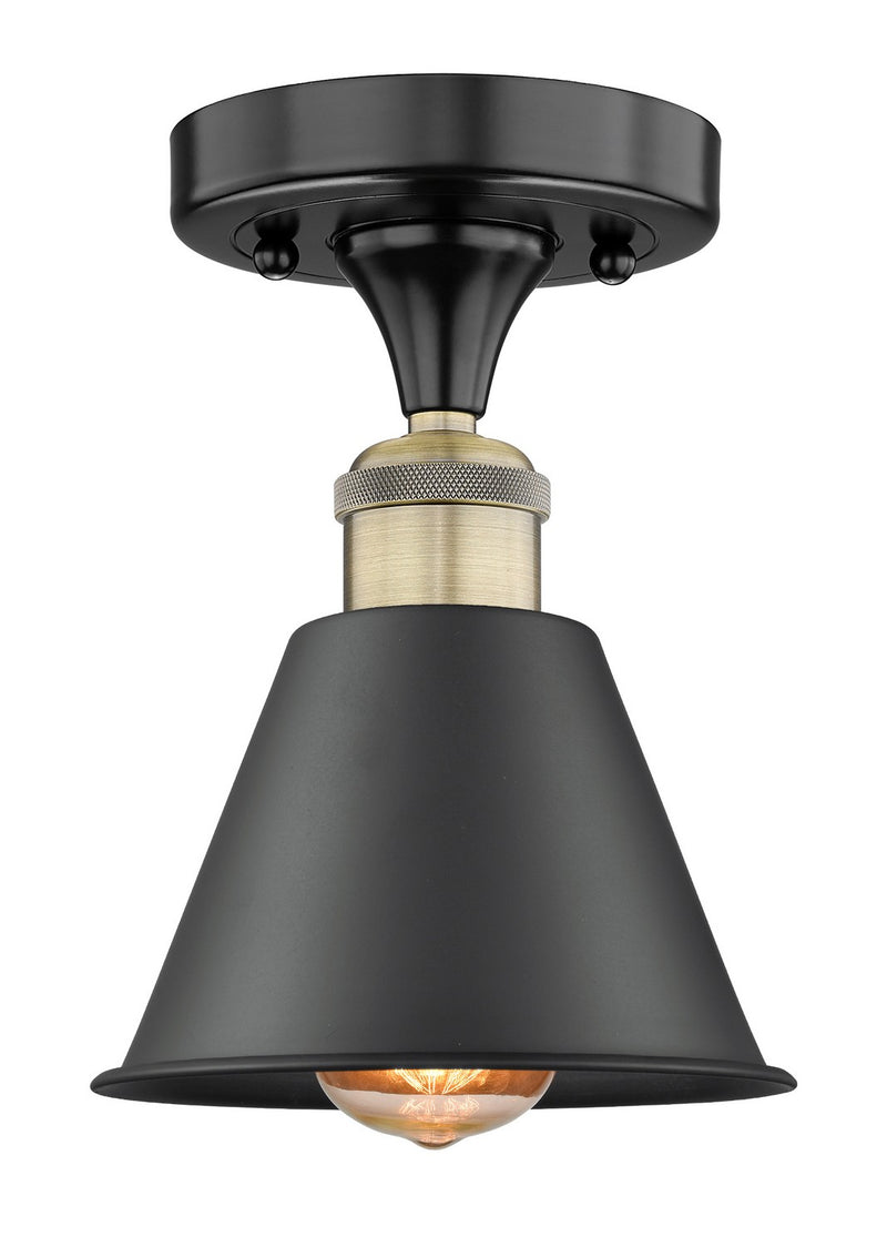 Innovations 616-1F-BAB-M8-BK One Light Semi-Flush Mount, Black Antique Brass