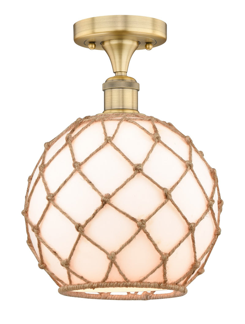 Innovations 616-1F-BB-G121-10RB One Light Semi-Flush Mount, Brushed Brass