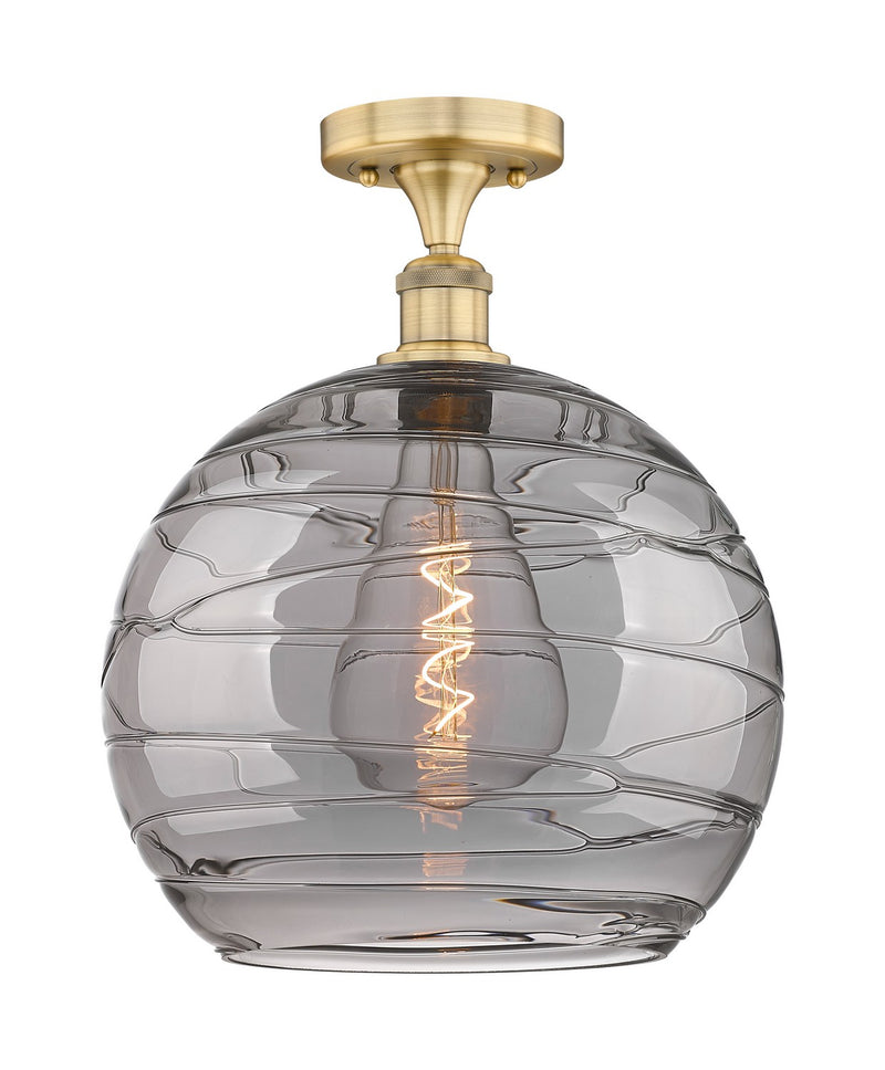 Innovations 616-1F-BB-G1213-14SM One Light Semi-Flush Mount, Brushed Brass