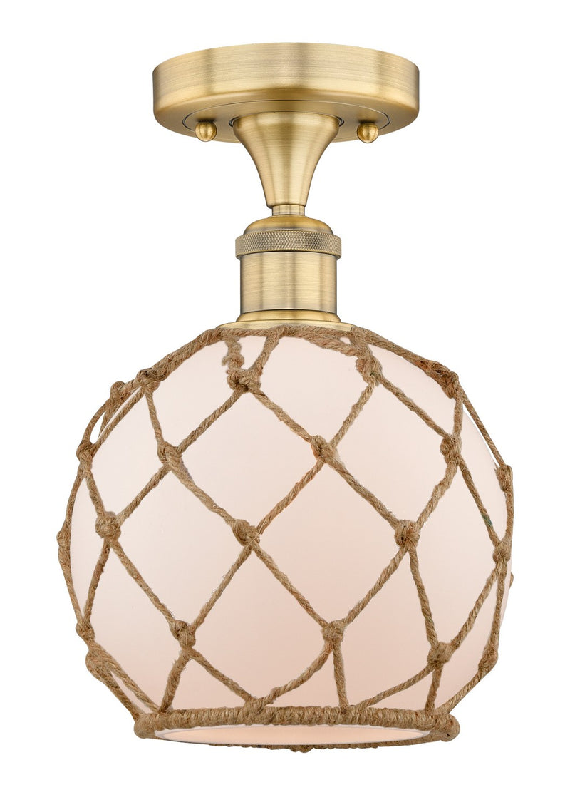 Innovations 616-1F-BB-G121-8RB One Light Semi-Flush Mount, Brushed Brass
