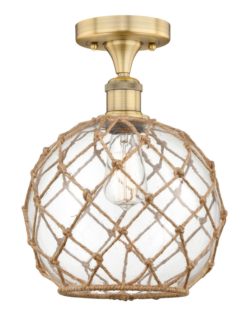 Innovations 616-1F-BB-G122-10RB One Light Semi-Flush Mount, Brushed Brass