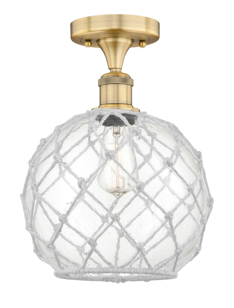 Innovations 616-1F-BB-G122-10RW One Light Semi-Flush Mount, Brushed Brass
