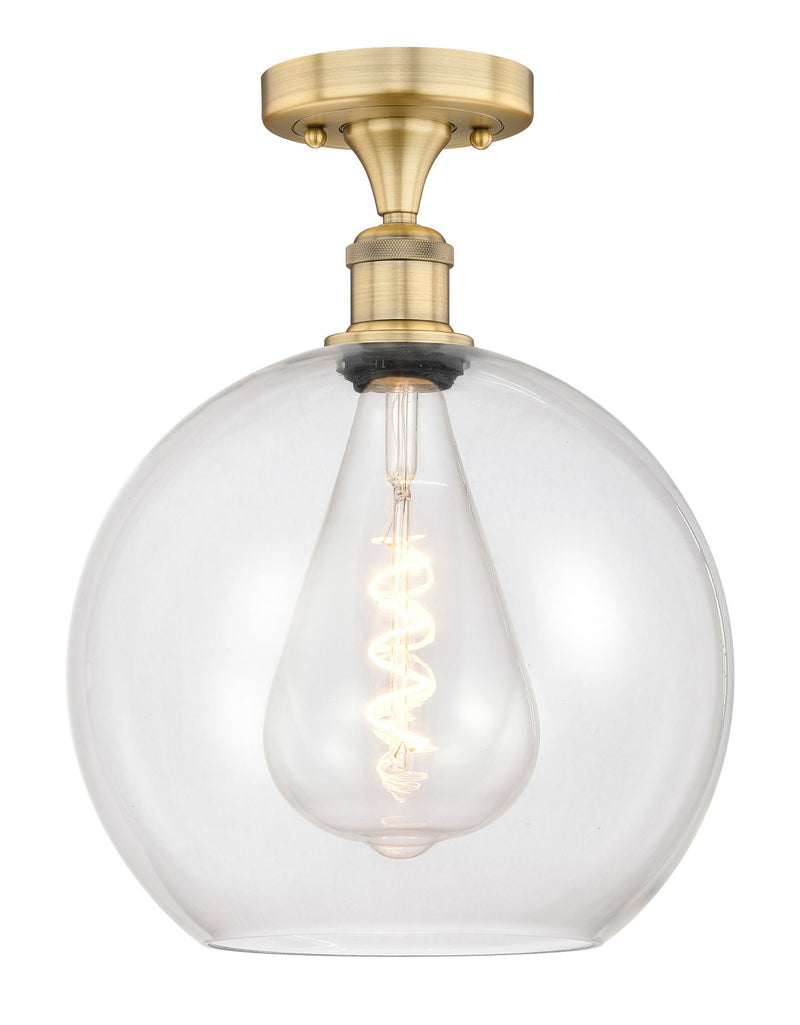 Innovations 616-1F-BB-G122-12 One Light Semi-Flush Mount, Brushed Brass