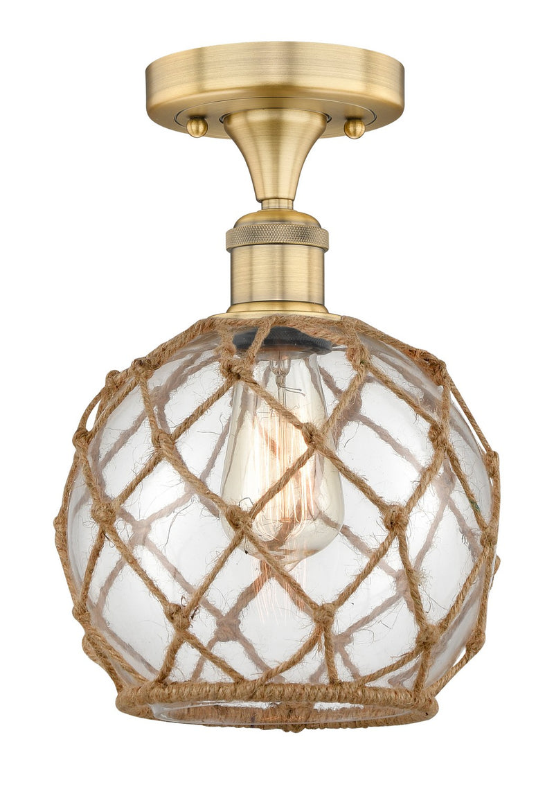 Innovations 616-1F-BB-G122-8RB One Light Semi-Flush Mount, Brushed Brass