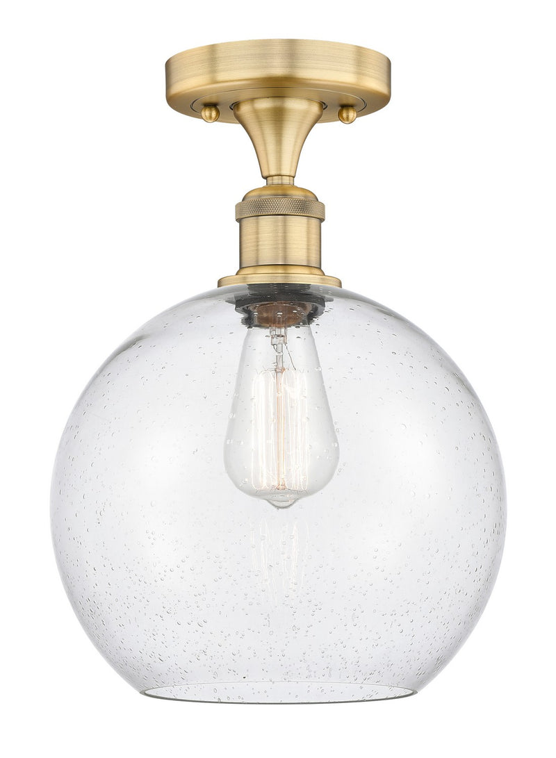 Innovations 616-1F-BB-G124-10 One Light Semi-Flush Mount, Brushed Brass