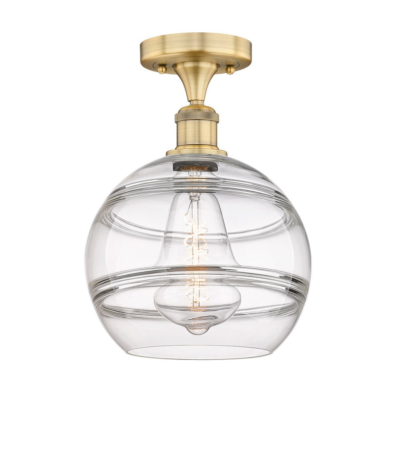 Innovations 616-1F-BB-G556-10CL One Light Semi-Flush Mount, Brushed Brass