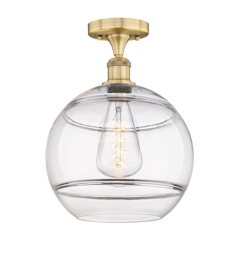 Innovations 616-1F-BB-G556-12CL One Light Semi-Flush Mount, Brushed Brass