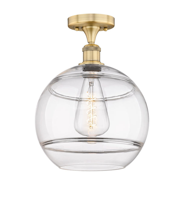 Innovations 616-1F-BB-G556-12CL One Light Semi-Flush Mount, Brushed Brass