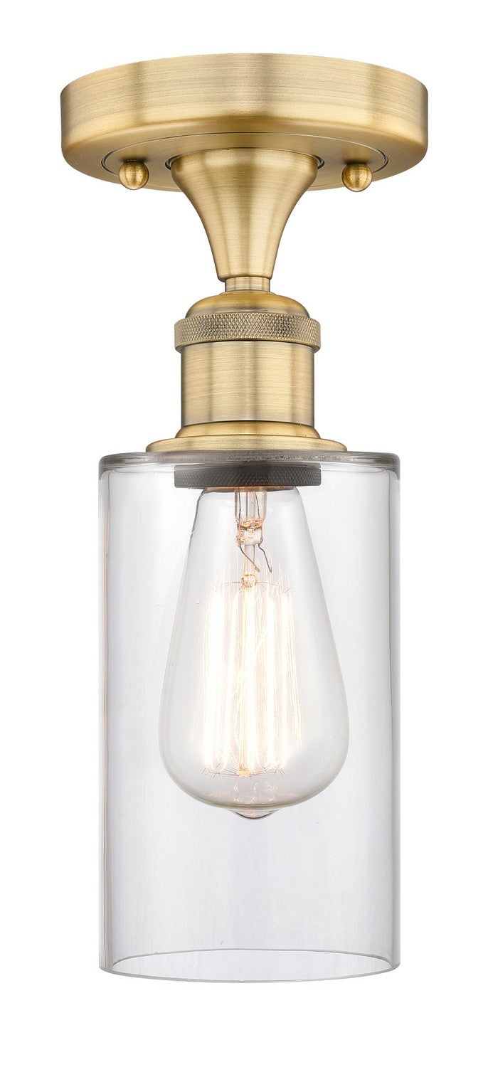 Innovations 616-1F-BB-G802 One Light Semi-Flush Mount, Brushed Brass