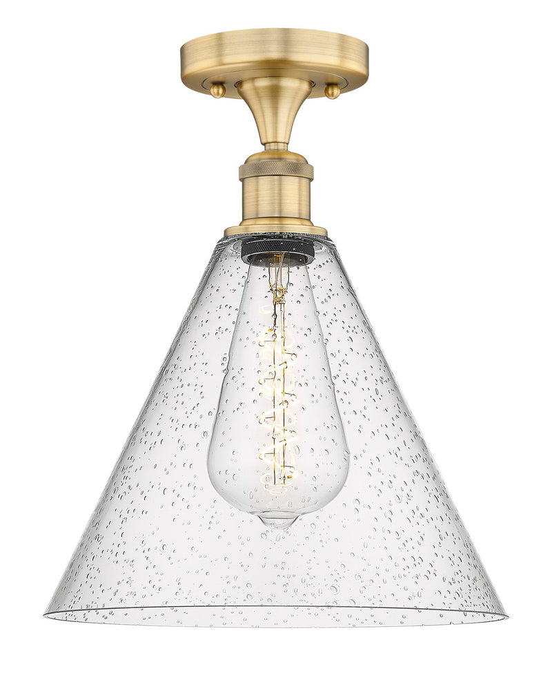 Innovations 616-1F-BB-GBC-124 One Light Semi-Flush Mount, Brushed Brass