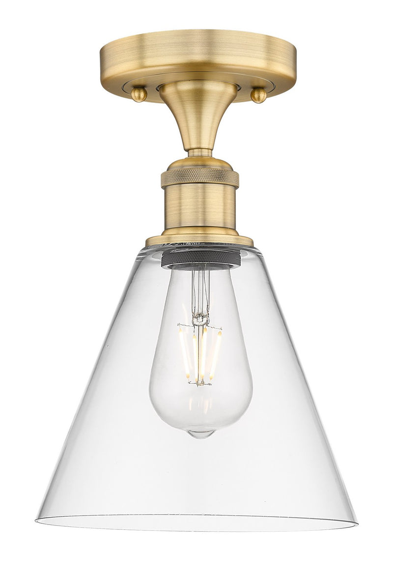 Innovations 616-1F-BB-GBC-82 One Light Semi-Flush Mount, Brushed Brass