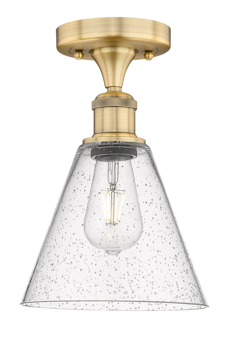 Innovations 616-1F-BB-GBC-84 One Light Semi-Flush Mount, Brushed Brass