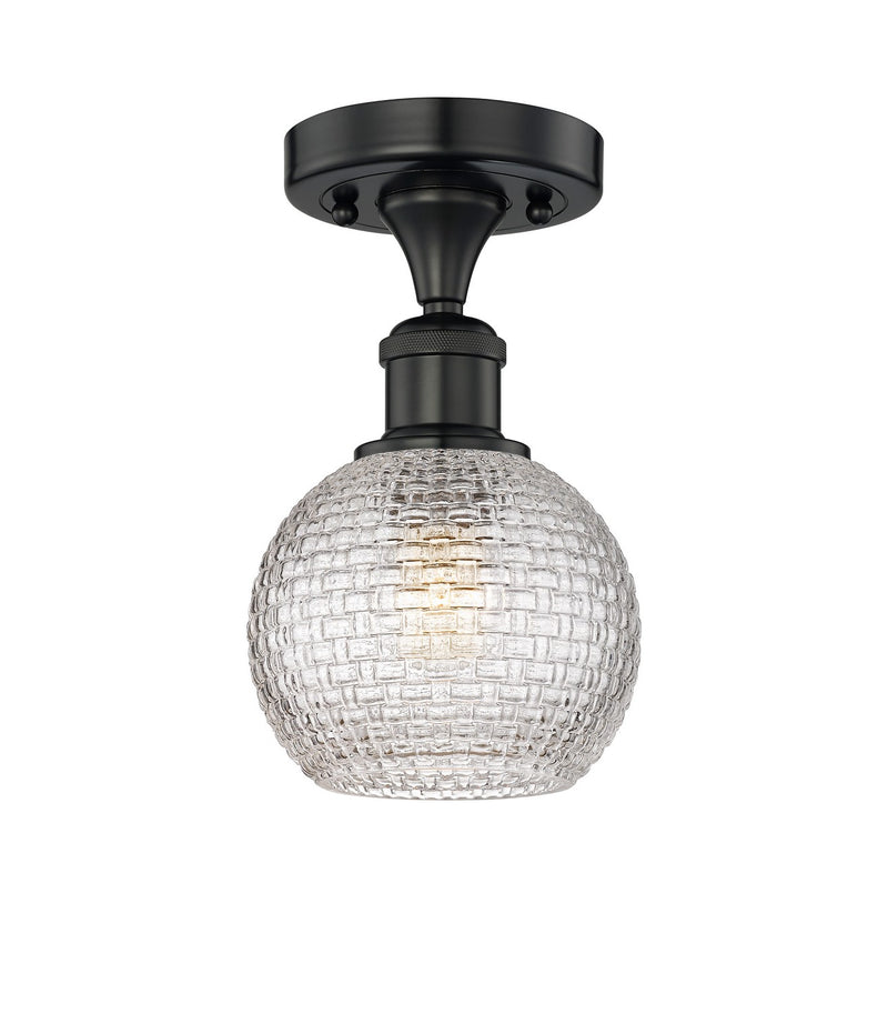 Innovations 616-1F-BK-G122C-6CL One Light Semi-Flush Mount, Matte Black