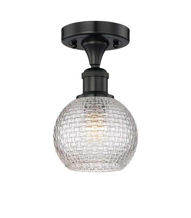 Innovations 616-1F-BK-G122C-6CL One Light Semi-Flush Mount, Matte Black