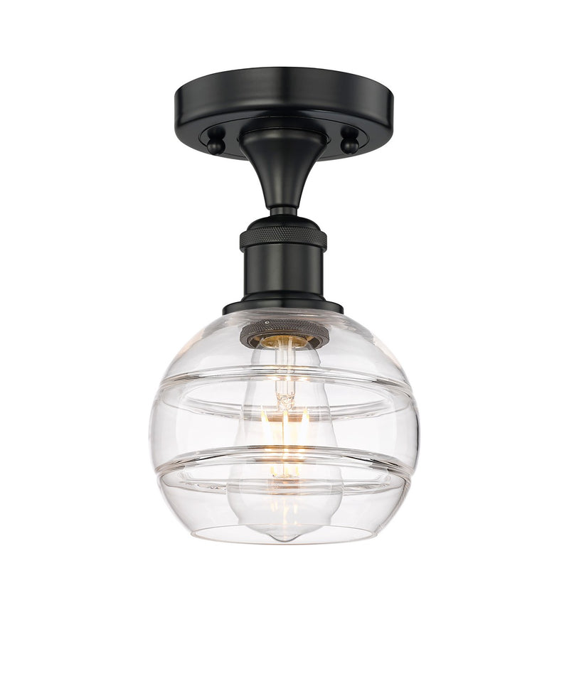 Innovations 616-1F-BK-G556-6CL One Light Semi-Flush Mount, Matte Black