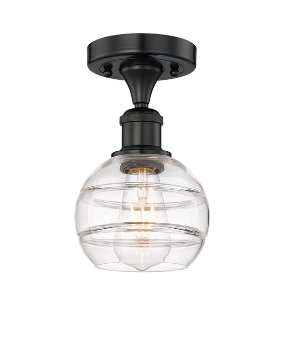 Innovations 616-1F-BK-G556-6CL One Light Semi-Flush Mount, Matte Black