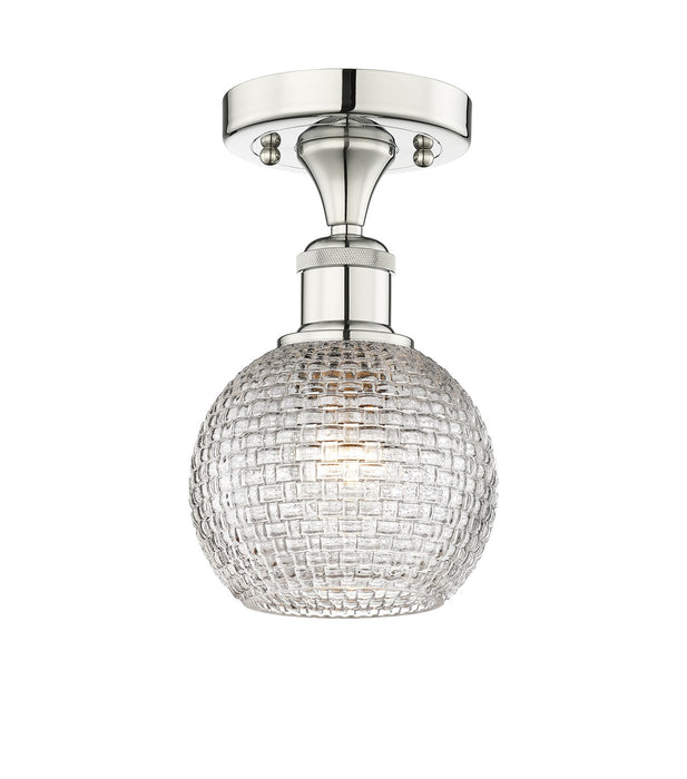 Innovations 616-1F-PN-G122C-6CL One Light Semi-Flush Mount, Polished Nickel