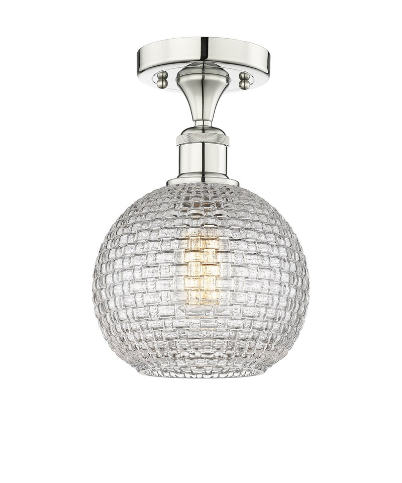 Innovations 616-1F-PN-G122C-8CL One Light Semi-Flush Mount, Polished Nickel