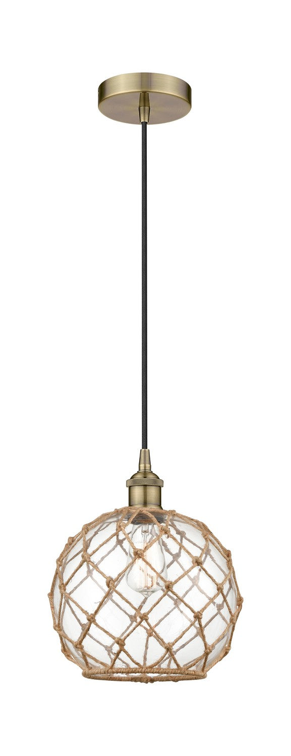 Innovations 616-1P-AB-G122-10RB One Light Mini Pendant, Antique Brass