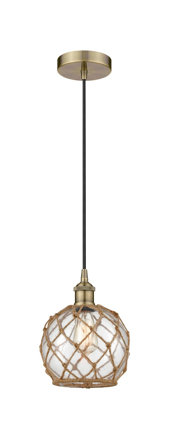 Innovations 616-1P-AB-G122-8RB One Light Mini Pendant, Antique Brass