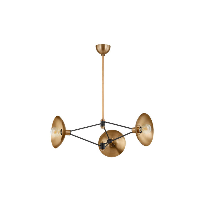 Troy Lighting F1036-PBR/SBK Three Light Chandelier, Patina Brass/Soft Black
