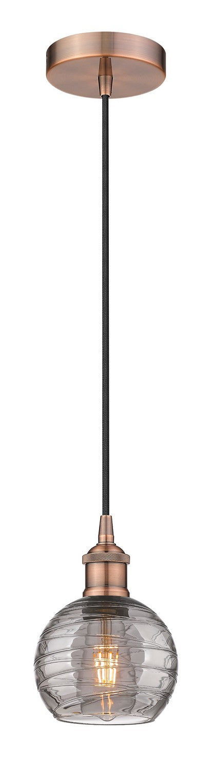 Innovations 616-1P-AC-G1213-6SM One Light Mini Pendant, Antique Copper