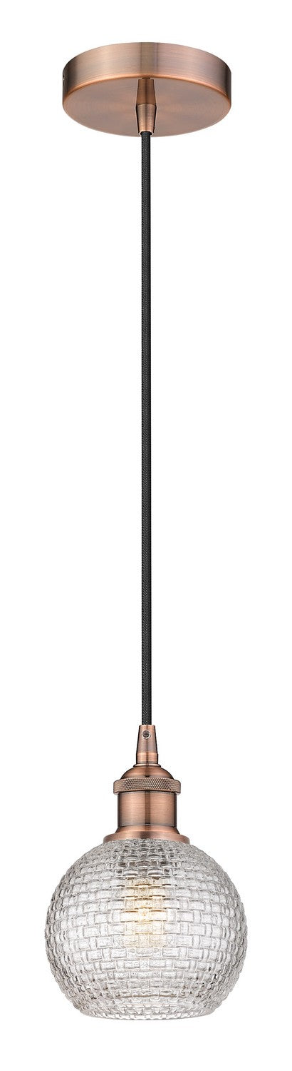 Innovations 616-1P-AC-G122C-6CL One Light Mini Pendant, Antique Copper