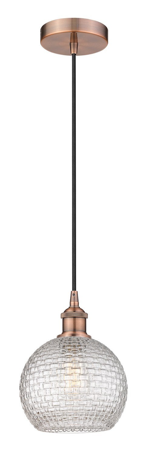 Innovations 616-1P-AC-G122C-8CL One Light Mini Pendant, Antique Copper