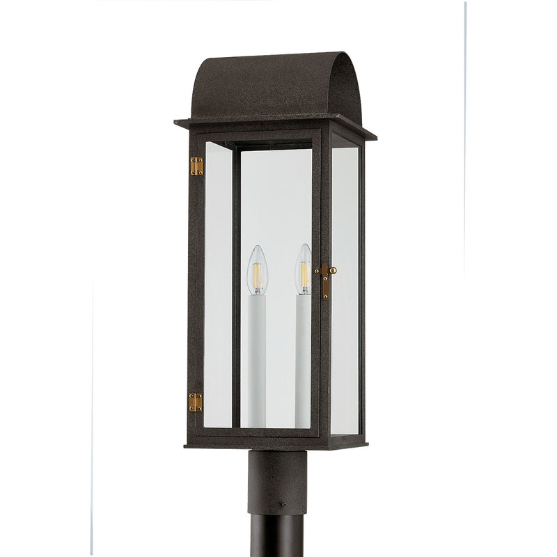 Troy Lighting P2225-FRN/PBR Two Light Outdoor Post Mount, French Iron/Patina Brass