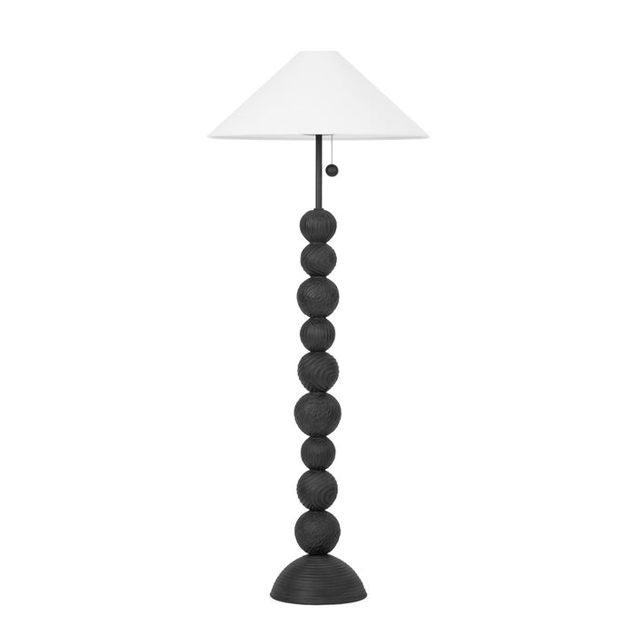 Troy Lighting PFL1564-FOR/CBF Two Light Floor Lamp, Forged Iron/Ceramic Black Motif