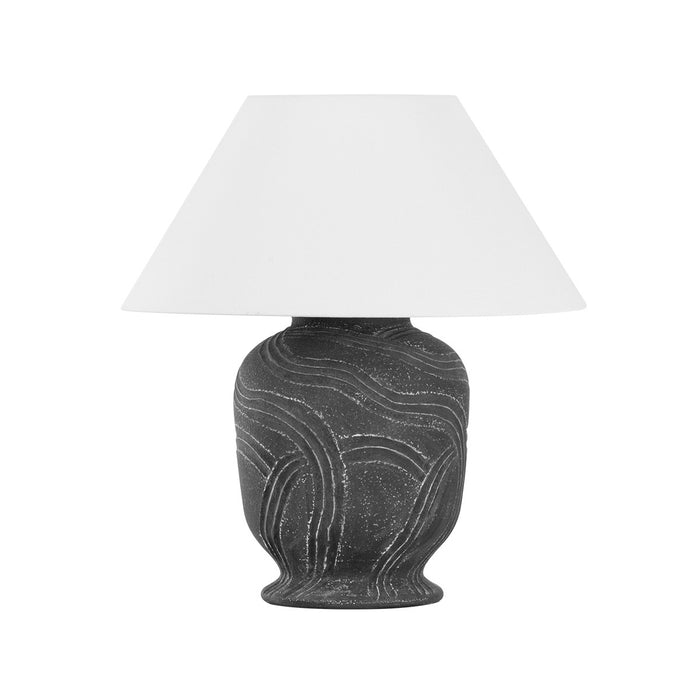 Troy Lighting PTL2424-PBR/CAN One Light Table Lamp, Patina Brass/Ceramic Windswept Ash