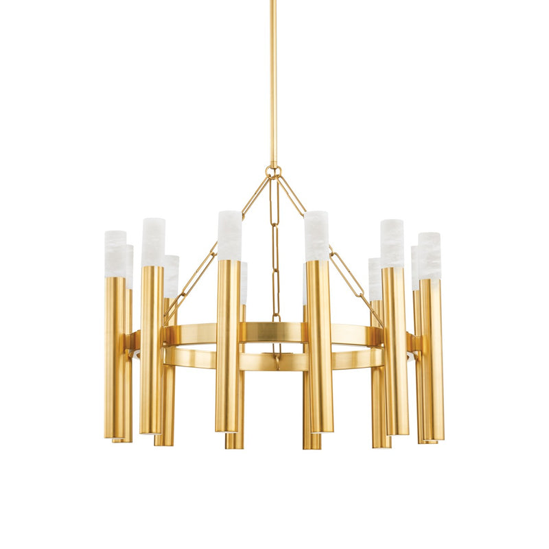 Hudson Valley 5728-AGB 12 Light Chandelier, Aged Brass