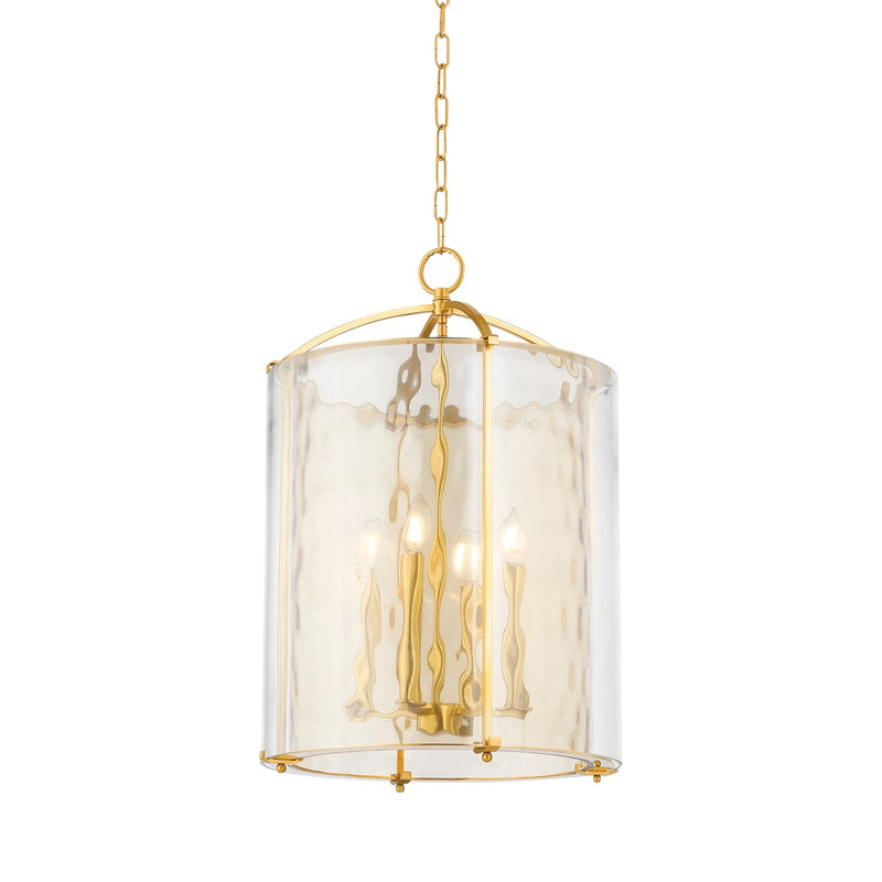 Hudson Valley 6004-AGB Four Light Lantern, Aged Brass