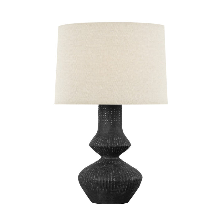Hudson Valley L7528-VGL/CTK One Light Table Lamp, Vintage Gold Leaf/ Ceramic Totem Black