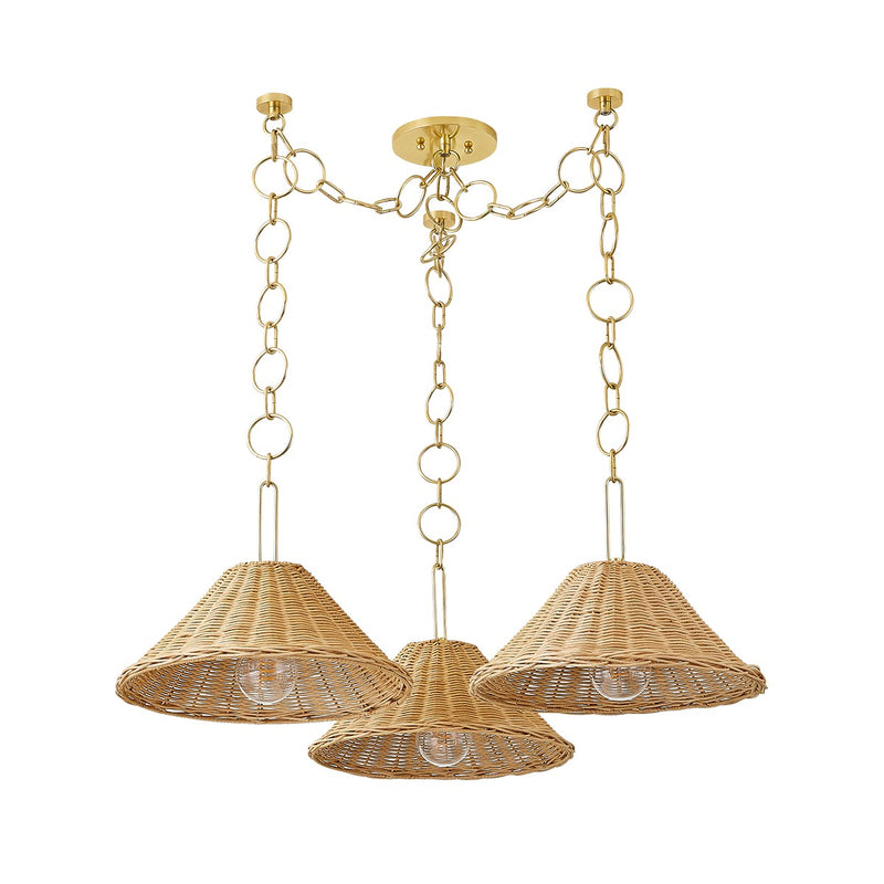 Mitzi H831803-AGB Three Light Chandelier, Aged Brass