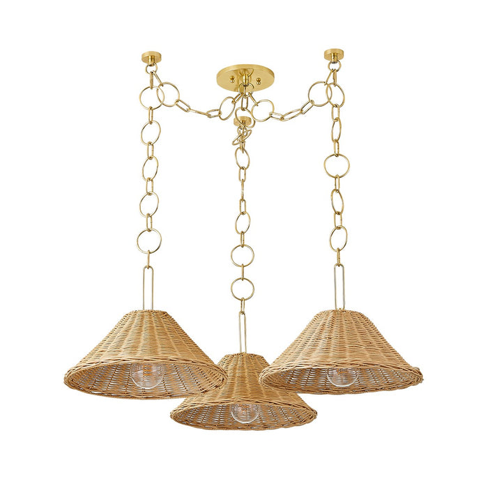 Mitzi H831803-AGB Three Light Chandelier, Aged Brass