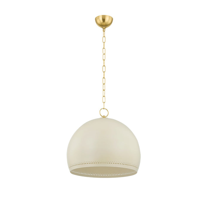 Mitzi H834701L-AGB/SCR One Light Pendant, Aged Brass/Soft Cream