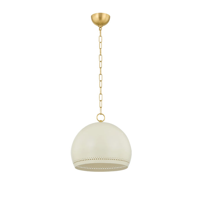 Mitzi H834701S-AGB/SCR One Light Pendant, Aged Brass/Soft Cream