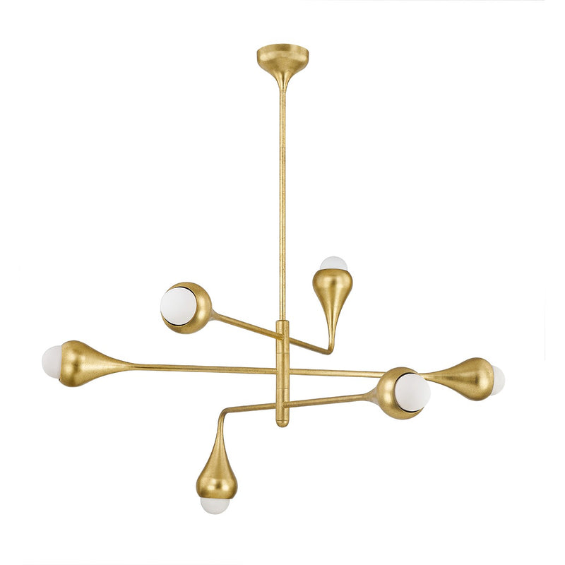 Mitzi H850806-VGL Six Light Chandelier, Vintage Gold Leaf