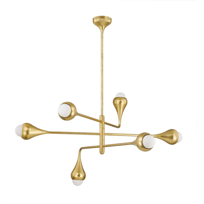 Mitzi H850806-VGL Six Light Chandelier, Vintage Gold Leaf