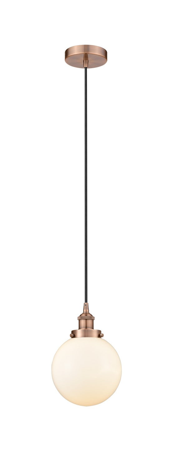 Innovations 616-1PH-AC-G201-8 One Light Mini Pendant, Antique Copper