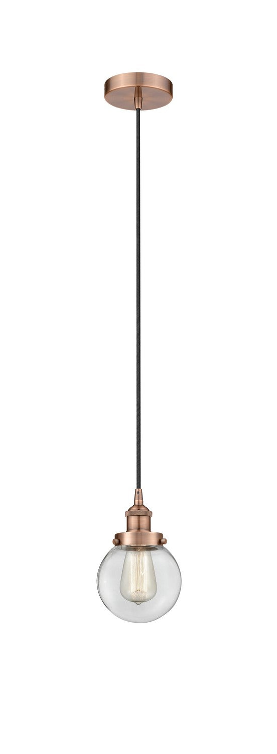 Innovations 616-1PH-AC-G202-6 One Light Mini Pendant, Antique Copper