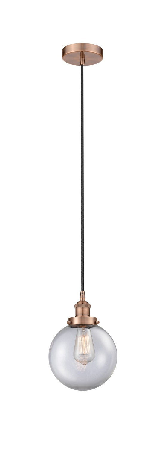 Innovations 616-1PH-AC-G202-8 One Light Mini Pendant, Antique Copper