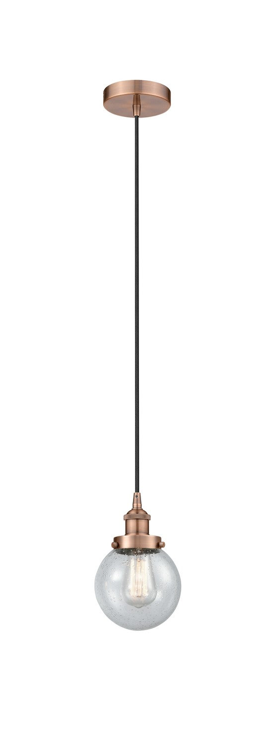 Innovations 616-1PH-AC-G204-6 One Light Mini Pendant, Antique Copper