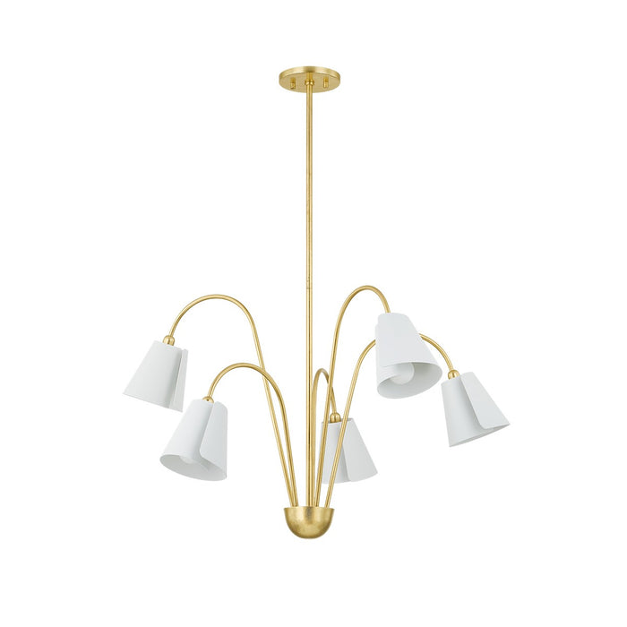 Mitzi H852805-GL/TWH Five Light Chandelier, Gold Leaf/Textured On White Combo