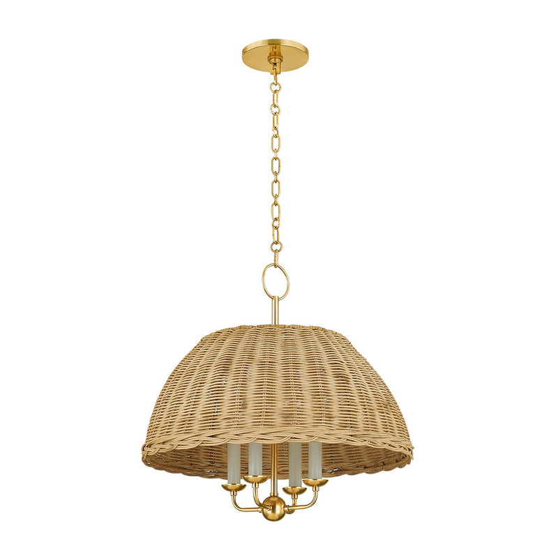Mitzi H859804-AGB Four Light Chandelier, Aged Brass