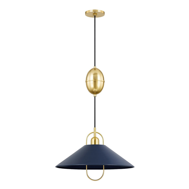 Mitzi H866701-AGB/SNY One Light Pendant, Aged Brass/Soft Navy