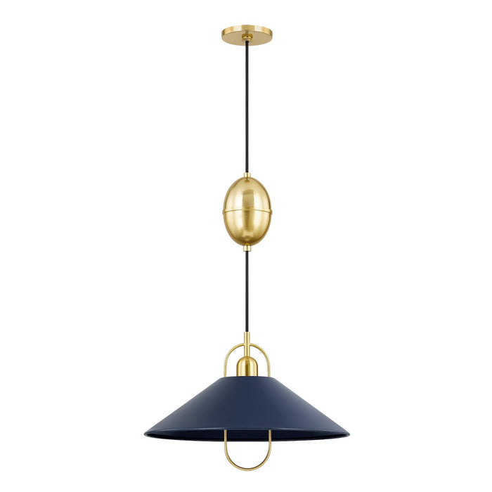 Mitzi H866701-AGB/SNY One Light Pendant, Aged Brass/Soft Navy